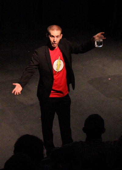 Matt Pritchard with beaker of water